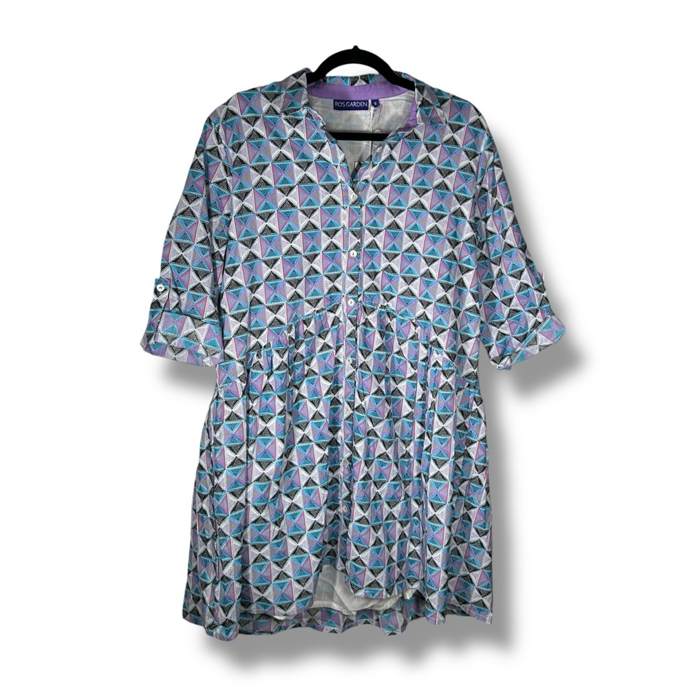 NWT Ro’s Garden Deauville Printed Multicolor Shirt Dress Size Small - “Deanna”